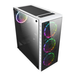 CiT Raider RGB LED White Tempered Glass Midi PC Gaming Case